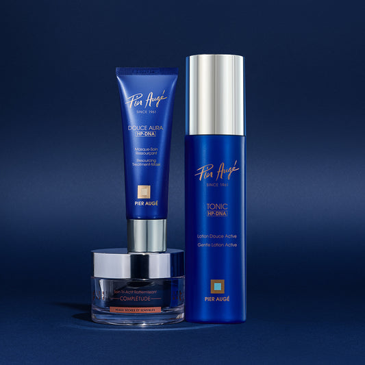 Pier Augé USA PDRN Ultimate Regenerative Set with three-step skin barrier repair kit and skincare products.